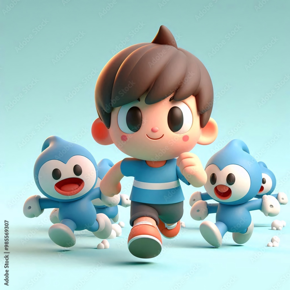 Fototapeta premium cartoon, child, vector, illustration, 3d