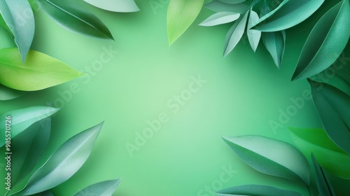 Detailed green botanical background with textured leaf patterns and soft gradients, creating a rich and natural visual space