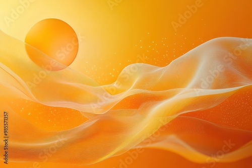 Wallpaper Mural Abstract orange wave pattern with glowing sphere background perfect for modern mobile wallpaper design Torontodigital.ca