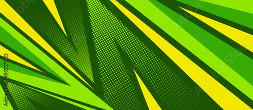 sport background green and yellow color with sharp geometric shapes with halftone texture