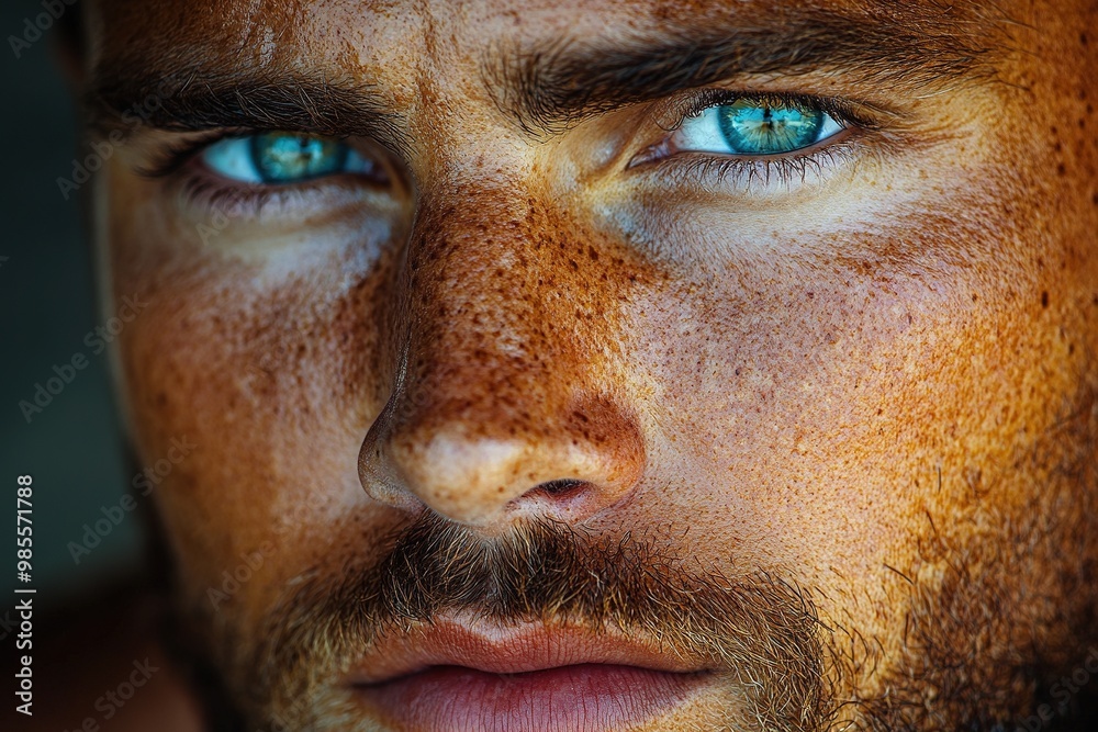 Close-Up Portrait of a Man with Vibrant Colors and Vivid Expressions Against a Bold Background