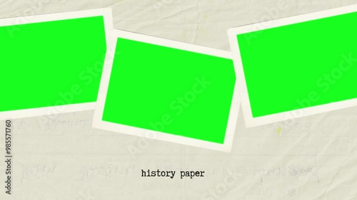 Three Green Screen Photo Frames on a Paper Background, Ideal for Mockups, Compositing and Editing