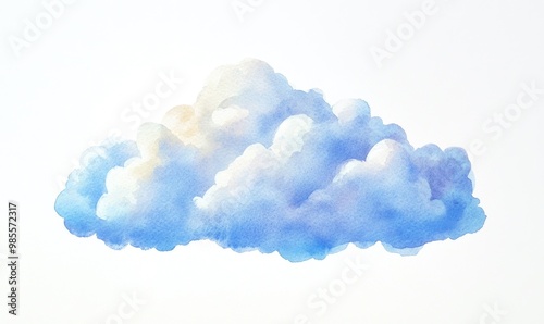 A large blue cloud with a white and yellow spot