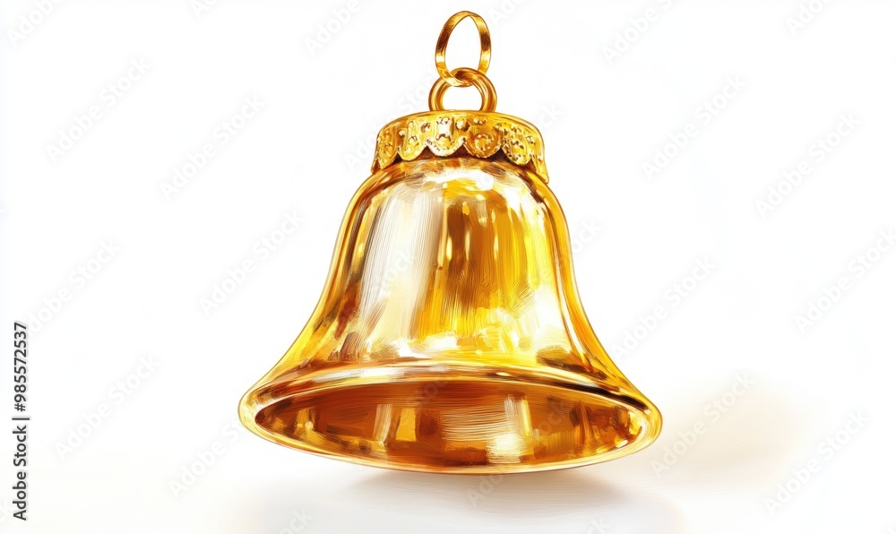 A gold bell hanging from a chain A gold bell hanging from a chain