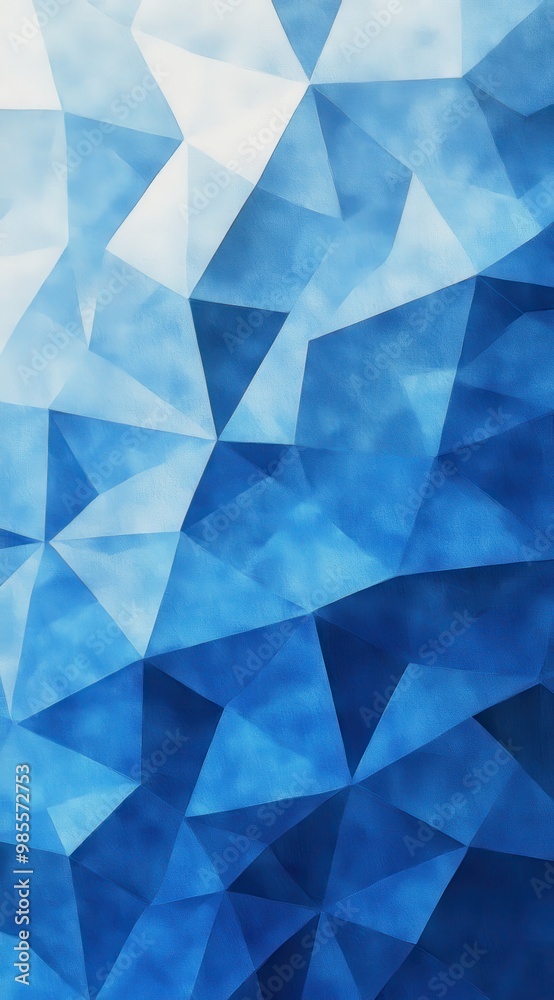 Fototapeta premium Abstract background with blue geometric triangles and white accents creating a modern and stylish design.