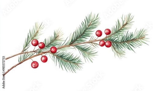A Christmas tree with red berries on it