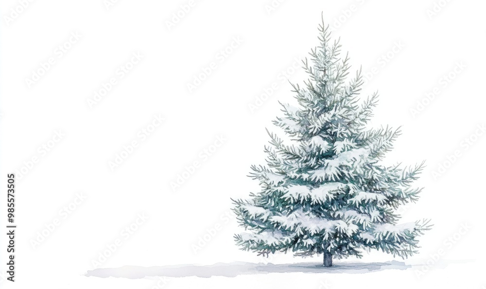 A white Christmas tree stands alone in a snowy field A white Christmas tree stands alone in a snowy field