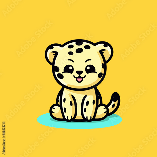 Jaguar hand-drawn kids comic illustration. Cute vector doodle style cartoon illustration