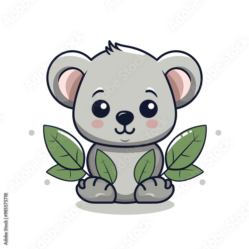 Koala hand-drawn kids comic illustration. Cute vector doodle style cartoon illustration