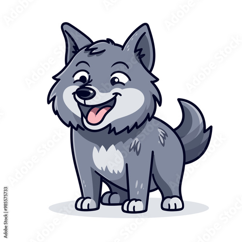 Wolf hand-drawn kids comic illustration. Cute vector doodle style cartoon illustration