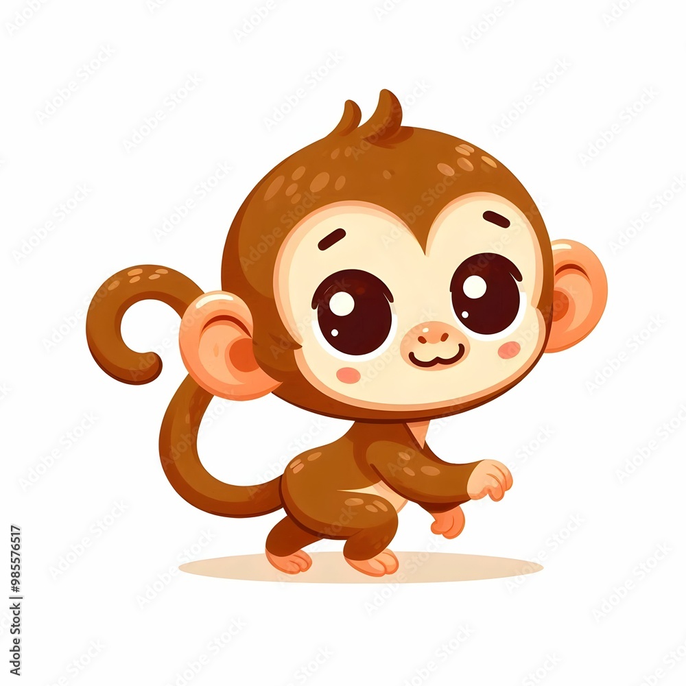 Fototapeta premium coloured sketch of baby monkey