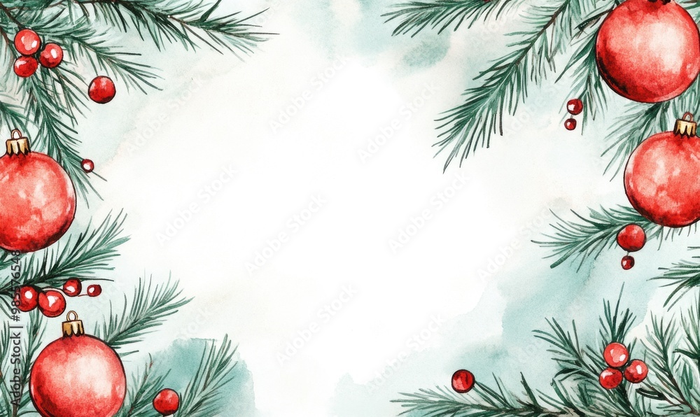 A Christmas tree with red ornaments and a white background A Christmas tree with red ornaments and a white background