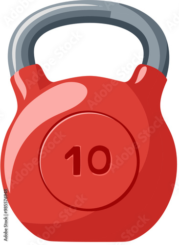 Red 10 pound Kettlebell; exercise & fitness concept for sports, athletes and lifestyle