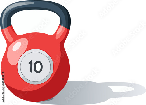 Red 10 pound Kettlebell; exercise & fitness concept for sports, athletes and lifestyle