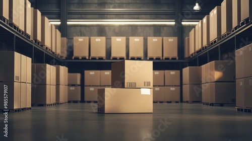 clearance sale, factory storage warehouse liquidation final markdown or discount. warehouse storage stock background with copy space on cardboard box photo