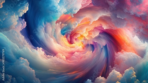 Colorful swirling dreams. Cloud background with abstract movement. Vision of beauty and imagination. Sky full of wonder and fantasy Ai generated image