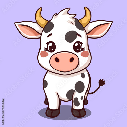 Wallpaper Mural Cute Cow Illustration. Flat Cartoon Style Vector PNG Transparent Nursery Cutout Clipart Digital Planner Sticker Torontodigital.ca