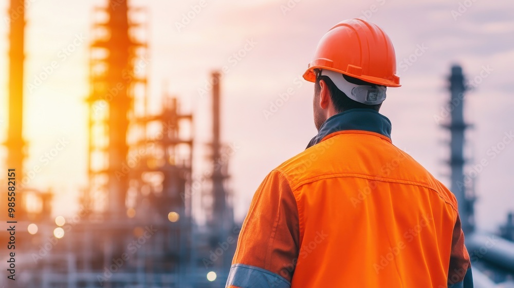 Engineer in Hard Hat Inspecting Energy Production Site Engineer in Hard Hat Inspecting Energy Production Site
