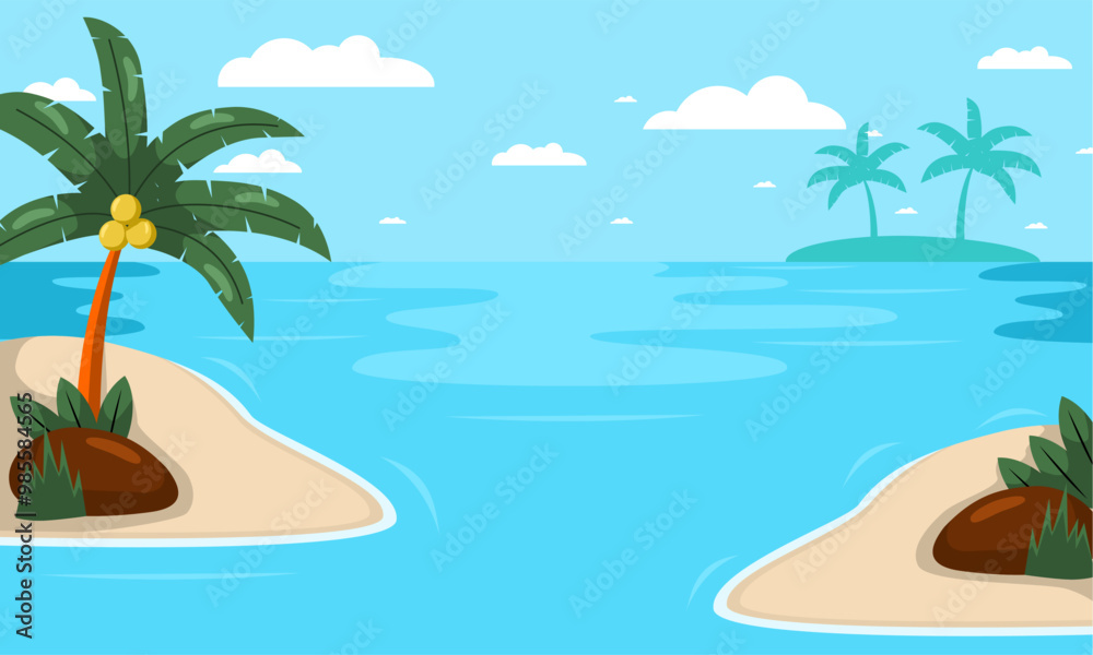 Obraz premium Summer beach scene vector background