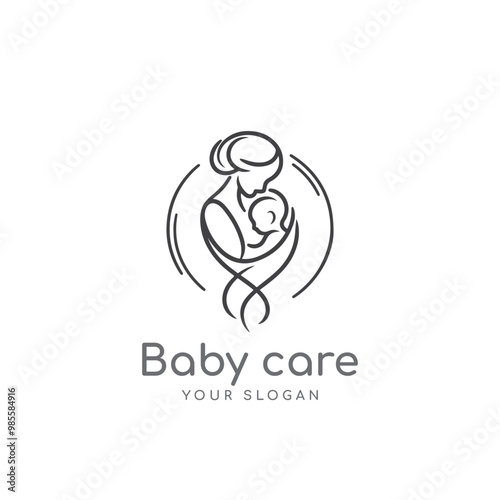 Mother and baby logo design. Suitable for family care and health consulting services. But it can also be for other businesses. happy mothers day line art logo