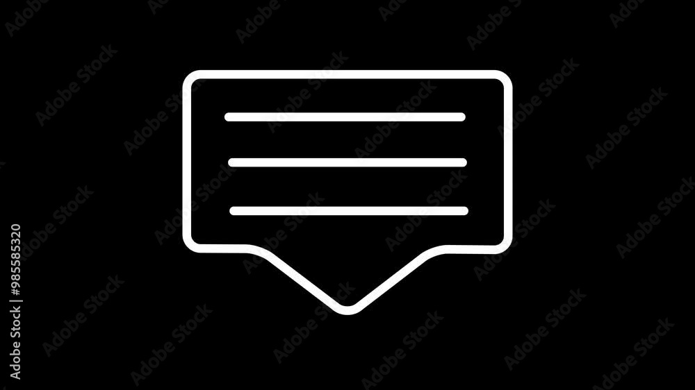 Speech bubble chat icon. simple line comment icon animated on black background. Speech bubble chat icon. simple line comment icon animated on black background.