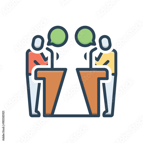 Color illustration icon for debate