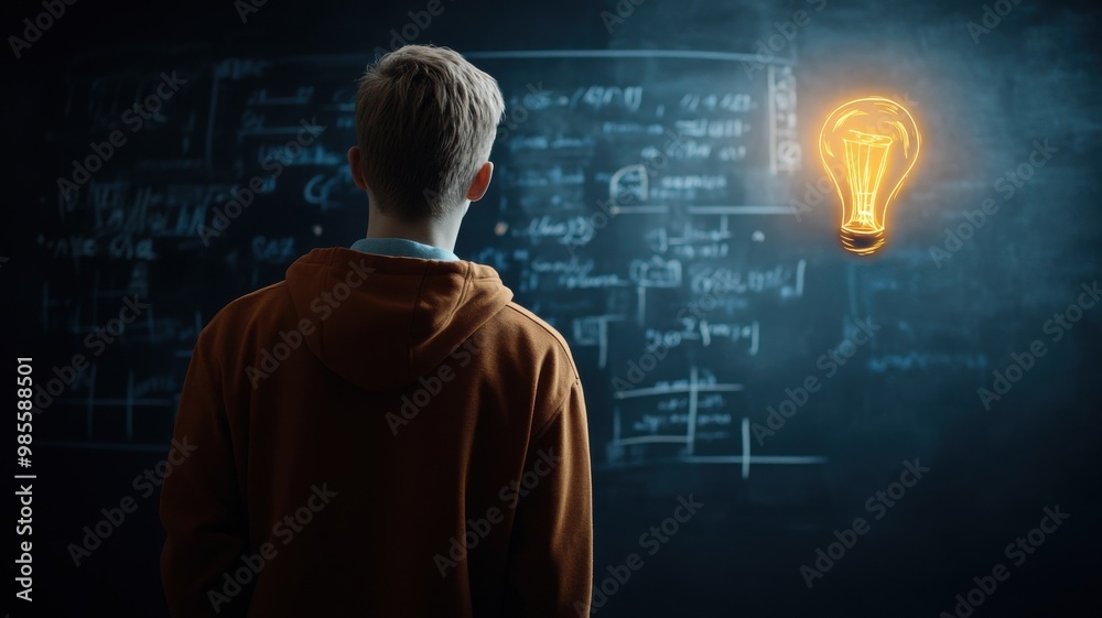 Student Observing Ideas on Chalkboard Student Observing Ideas on Chalkboard
