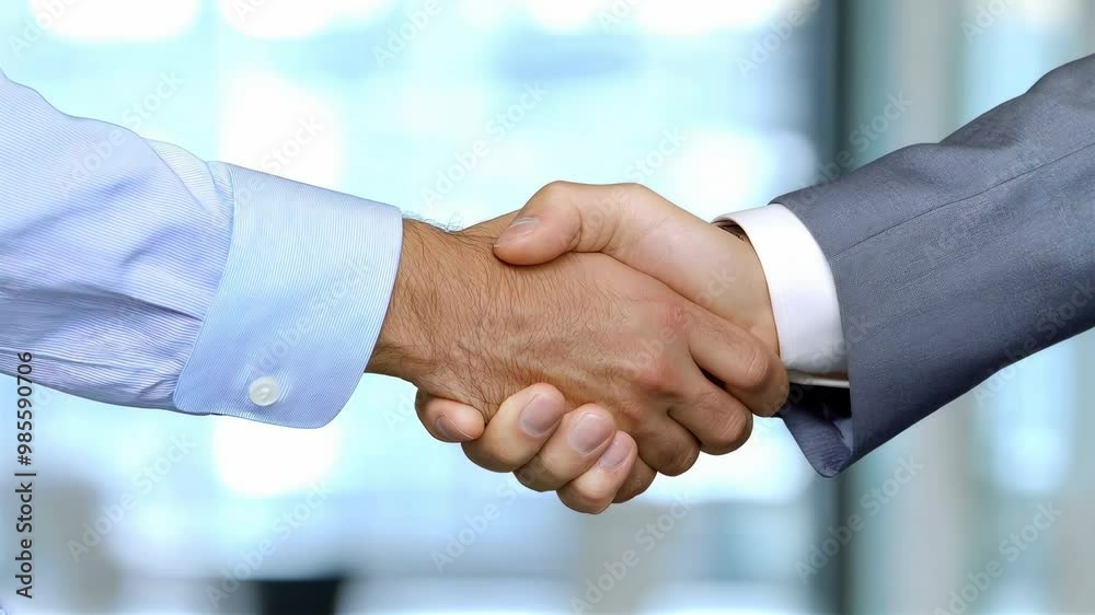 Close-up of two businessman shaking hands indoors Close-up of two businessman shaking hands indoors