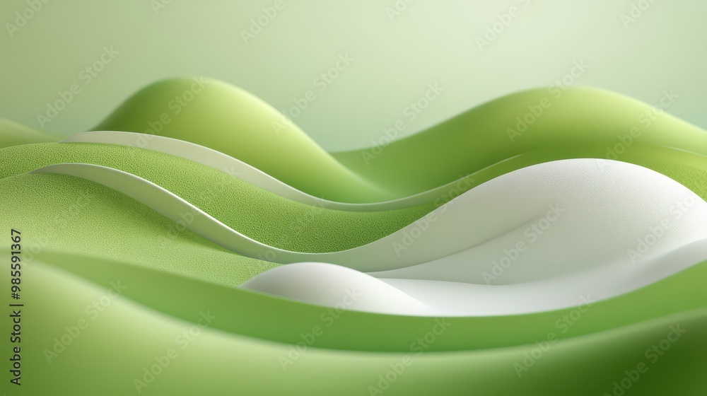 Green 3D design with layered textures and soft shadows, creating a visually interesting and polished backdrop