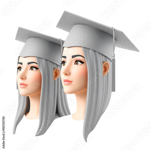 3d render craton character with academic cap on Isolated transparent background png. generated with AI