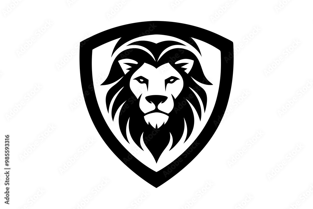 lion head with shield logo vector design template in isolated white background lion head with shield logo vector design template in isolated white background