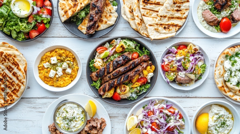 Mediterranean Feast: A Table Spread of Delicious Dishes Mediterranean Feast: A Table Spread of Delicious Dishes