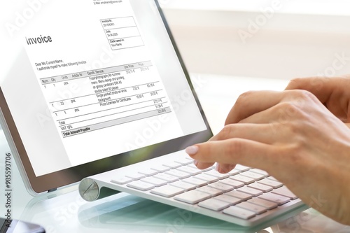 Electronic invoice statement for accountant photo