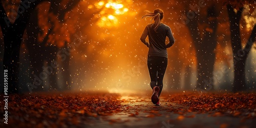 Young woman reaching the finish line of a long run,  photo