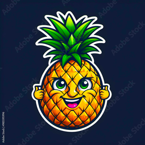 pineapple fruit mascot cartoon illustration