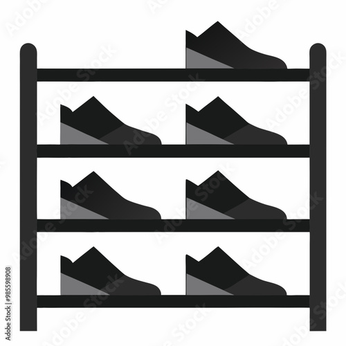 Shoe Rack Vector Illustration on White Background - SVG, Cricut Cut Files, Clipart for Organization & Storage Design