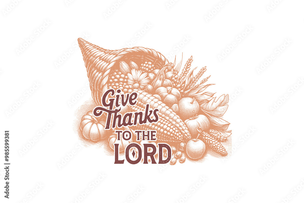 Obraz premium Give thanks to the lord, Thanksgiving PNG Sublimation T shirt design