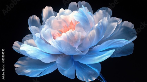 Blue Peony Blossom with Delicate Petals