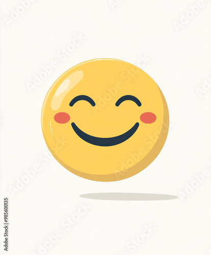  cheerful yellow smiley face emoji floating on white