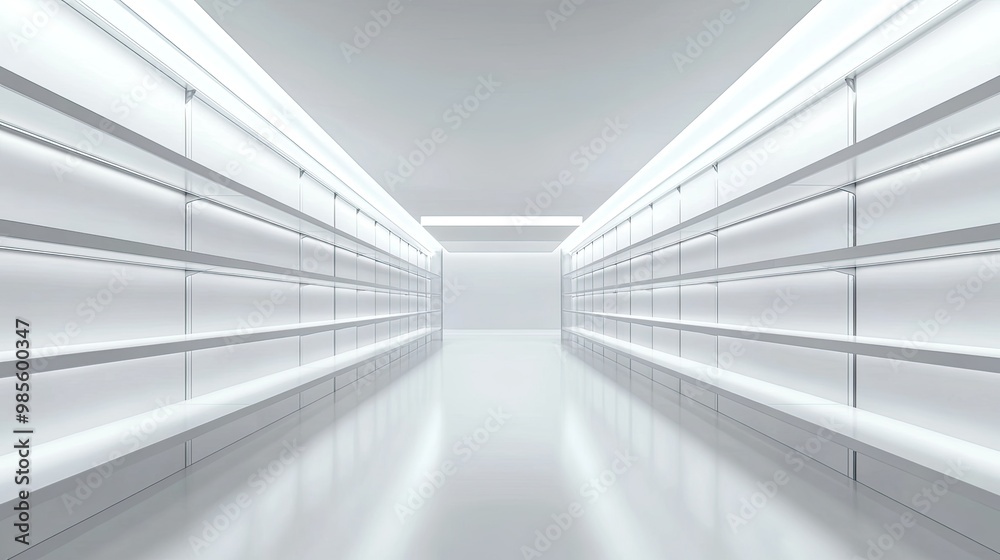 A large, empty room with white walls and a white ceiling A large, empty room with white walls and a white ceiling