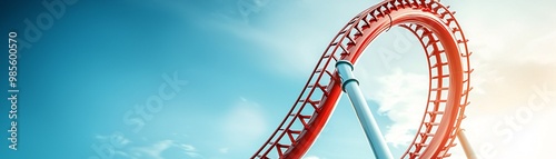 Interest rate percentage sign descending on a roller coaster, volatile financial markets concept