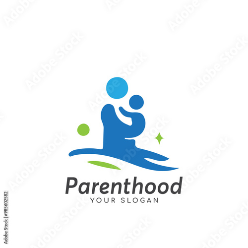 Family and Kids Design Element. parenthood, motherhood logo design. mom and baby logo design idea.