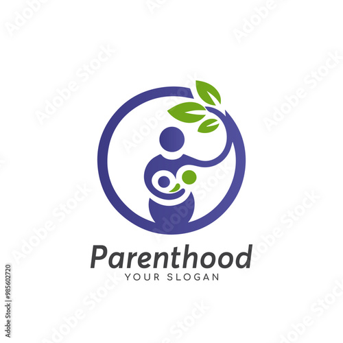 Family and Kids Design Element. parenthood, motherhood logo design. mom and baby logo design idea.