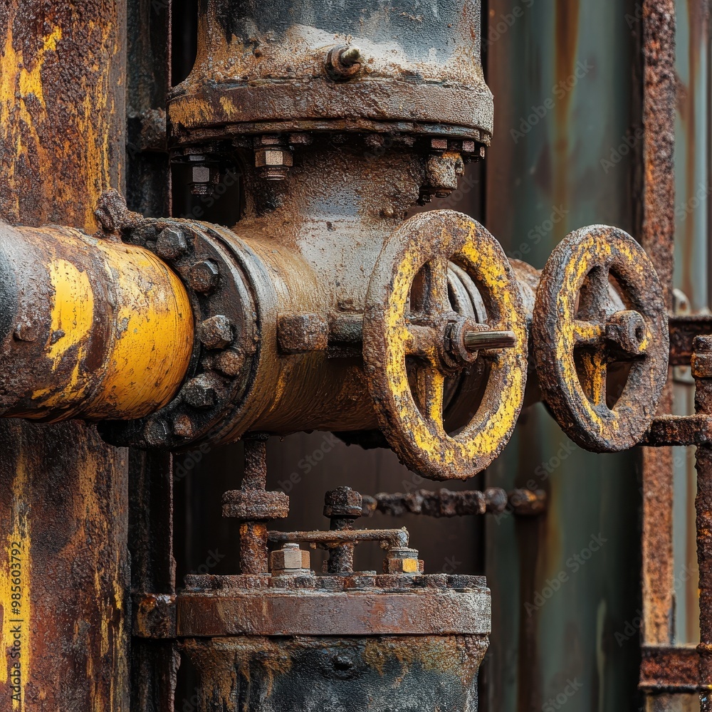Rusty Industrial Valve with Weathered Metal Texture Rusty Industrial Valve with Weathered Metal Texture