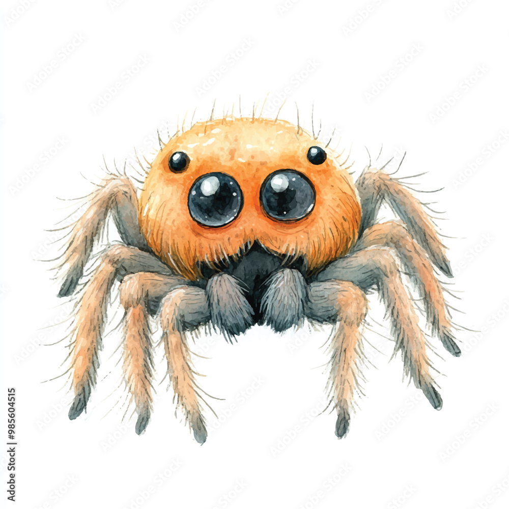 Spider watercolor clipart illustration isolated