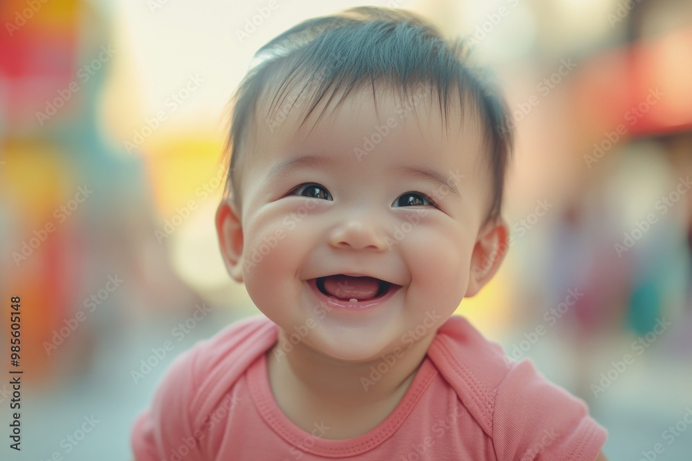 Baby Smiling Wearing Pink Shirt Baby Smiling Wearing Pink Shirt