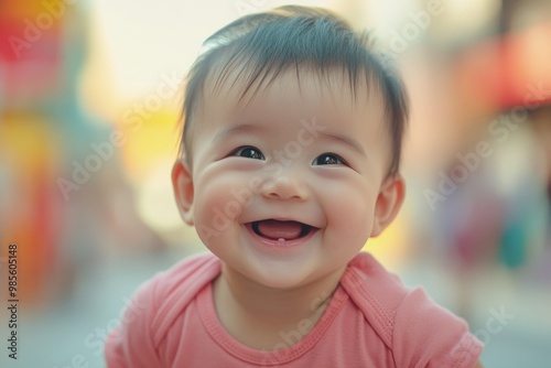 Baby Smiling Wearing Pink Shirt