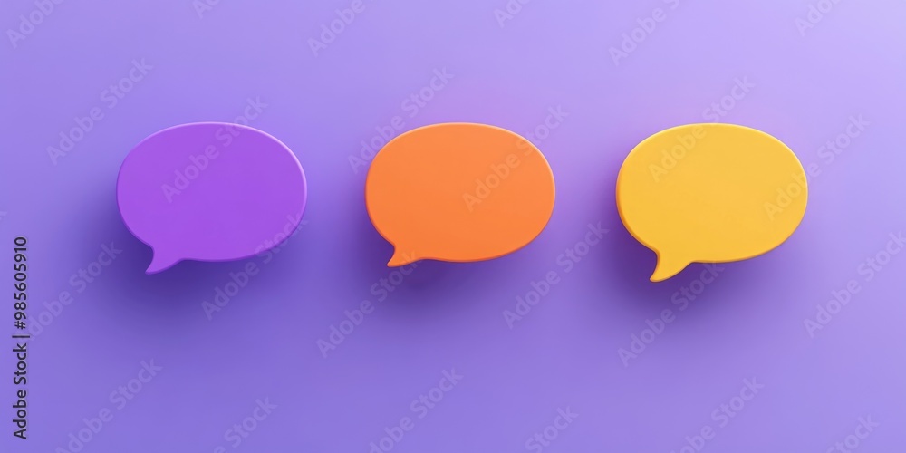 Colorful Speech Bubbles on Purple Background Colorful Speech Bubbles on Purple Background