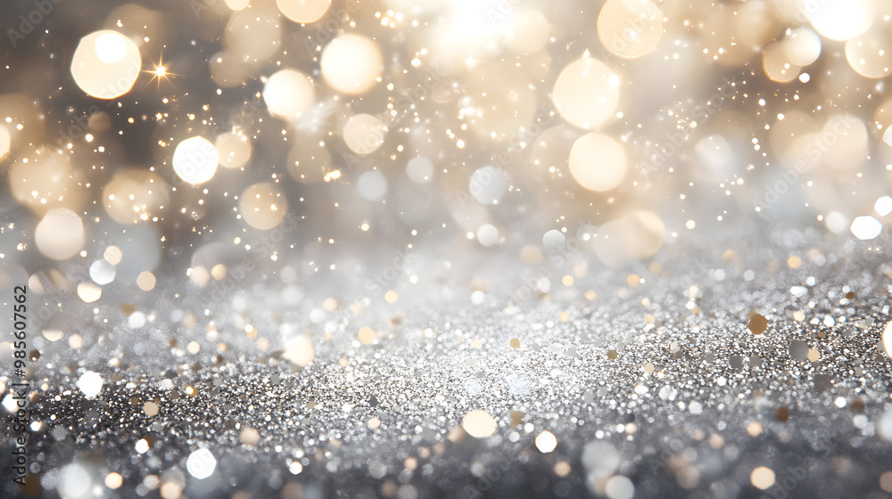 Dazzling Silver Sparkles and Glitters with Gold Bokeh Rain: A Bright and Shiny Abstract Background Dazzling Silver Sparkles and Glitters with Gold Bokeh Rain: A Bright and Shiny Abstract Background