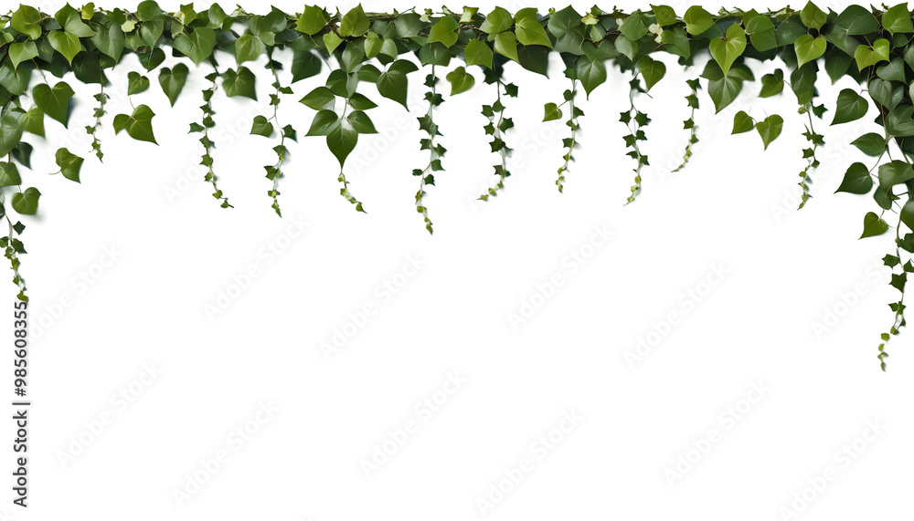 seamless hanging long ivy leaves banner header large long banner seamless growth flora frame bright aquarelle botanical botany tree branch bush climber creeping decoration decorative detailed devil